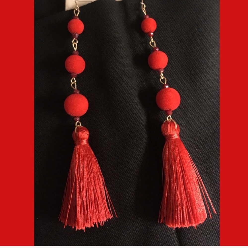 Red Tassel Earrings